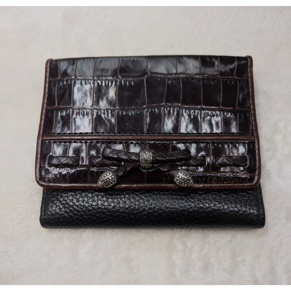 Vintage Brighton Wallet Silver Plated beads leather he/her Wallet tri foild